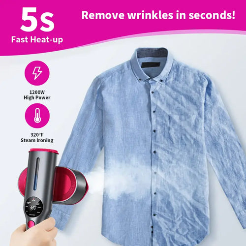 Dr.Flash Garment Steamer for Clothes, Portable Travel Clothing Steamer Iron, 7 Mode with LED Display, 5s Fast Heating, 90° Swivel Handle, New Year Gift,Summervibes summerwins